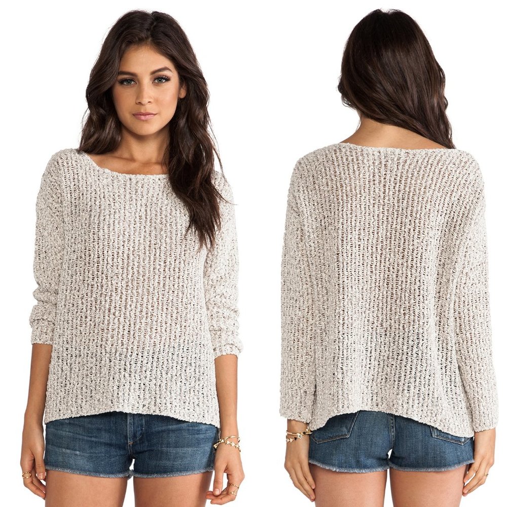Joie Esther Open Knit Crew Neck Pullover Sweater